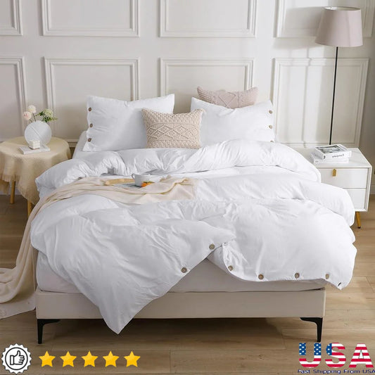 Solid White Duvet Cover Set