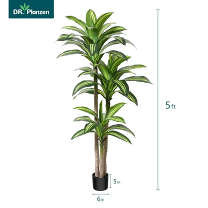 Fake Dracaena Tree in Black Plastic Pot