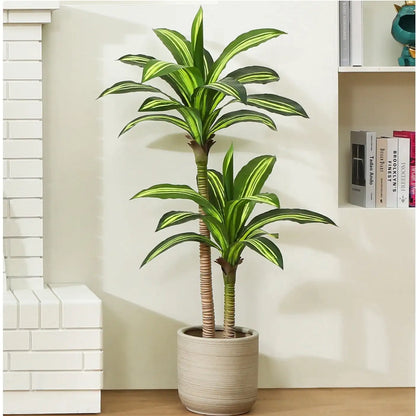 Fake Dracaena Tree in Black Plastic Pot