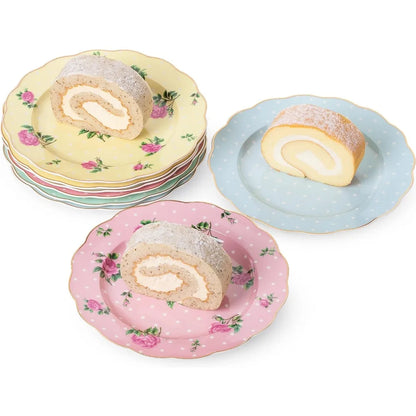 Porcelain Floral Plates, Set of 8
