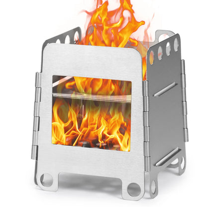 Portable Stainless Steel Lightweight Folding Wood Stove  Stove Outdoor Camping Cooking Picnic Backpacking Stove Mini Stove