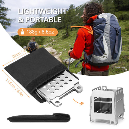 Portable Stainless Steel Lightweight Folding Wood Stove  Stove Outdoor Camping Cooking Picnic Backpacking Stove Mini Stove