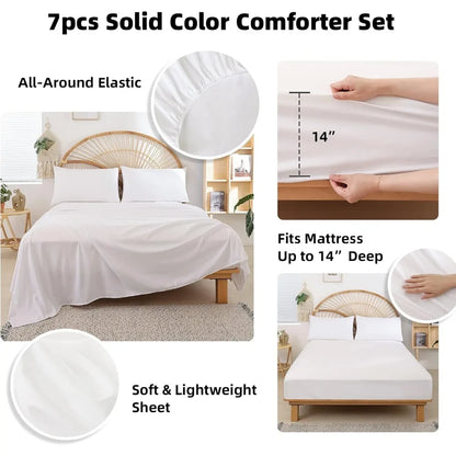 Taupe Comforter Set 7 Pieces, Soft And Lightweight