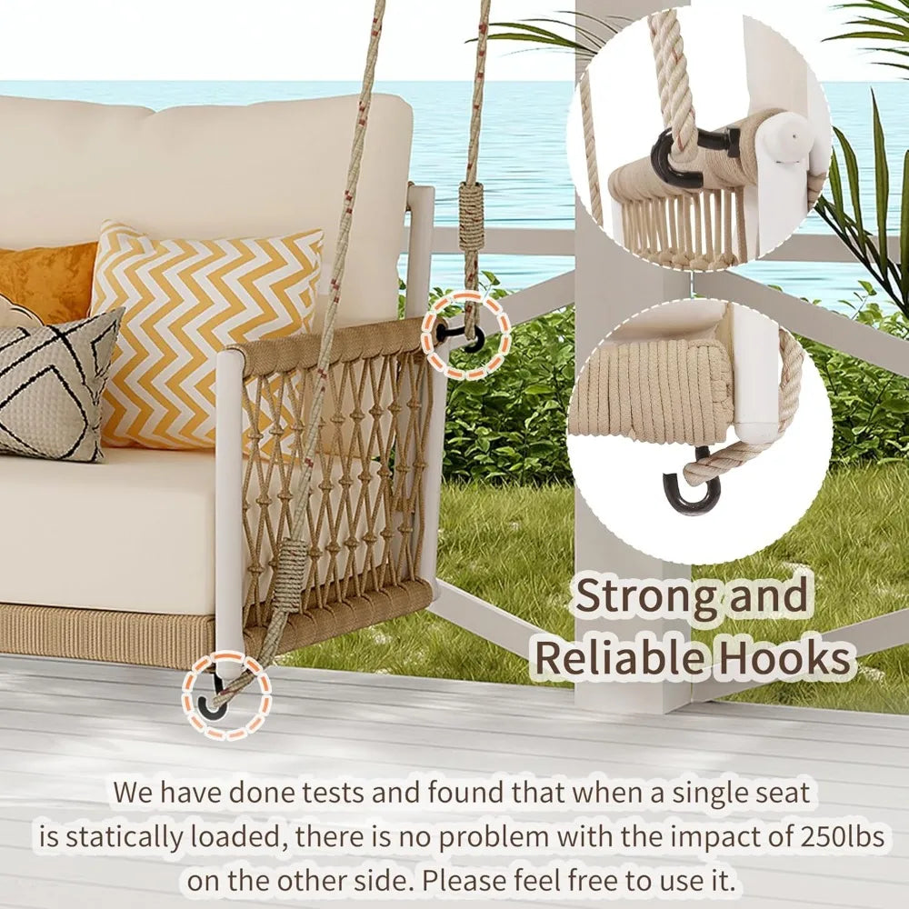 Patio Swing Sofa with Soft Cushions and Pillows