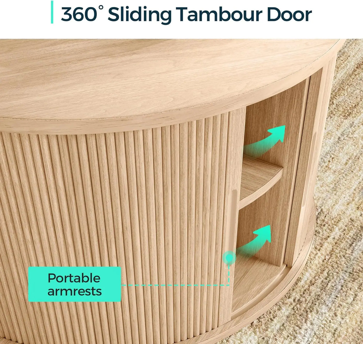 Drum Coffee Table with Sliding Tambour Door