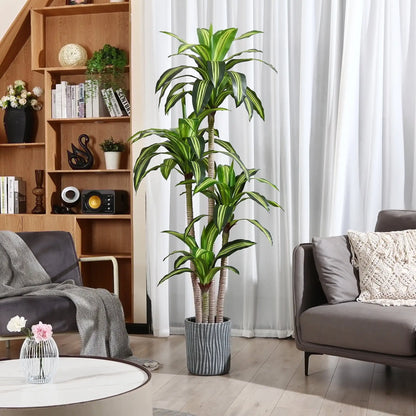 Fake Dracaena Tree in Black Plastic Pot