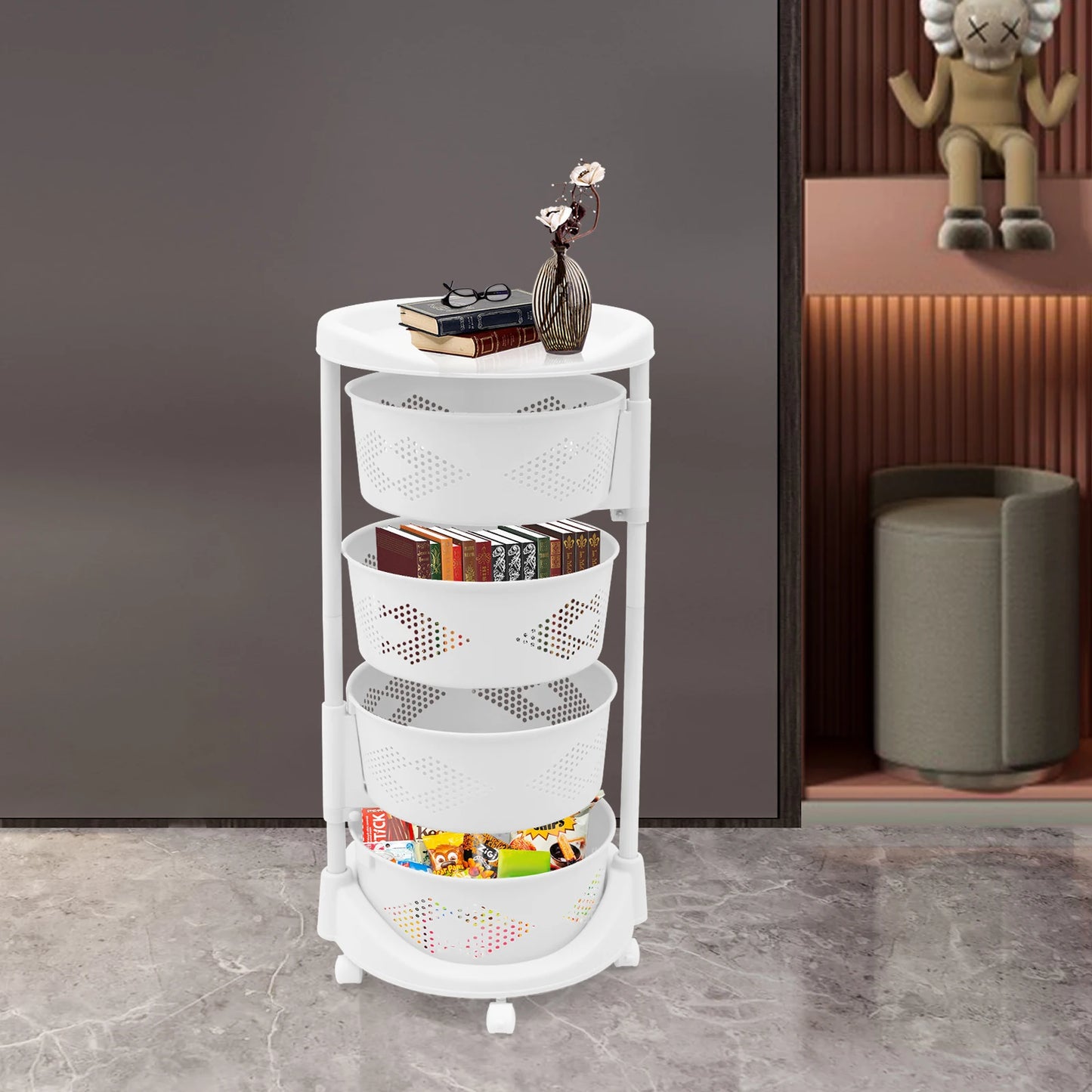 Kitchen Cupboard Shelf with 5 Wheels