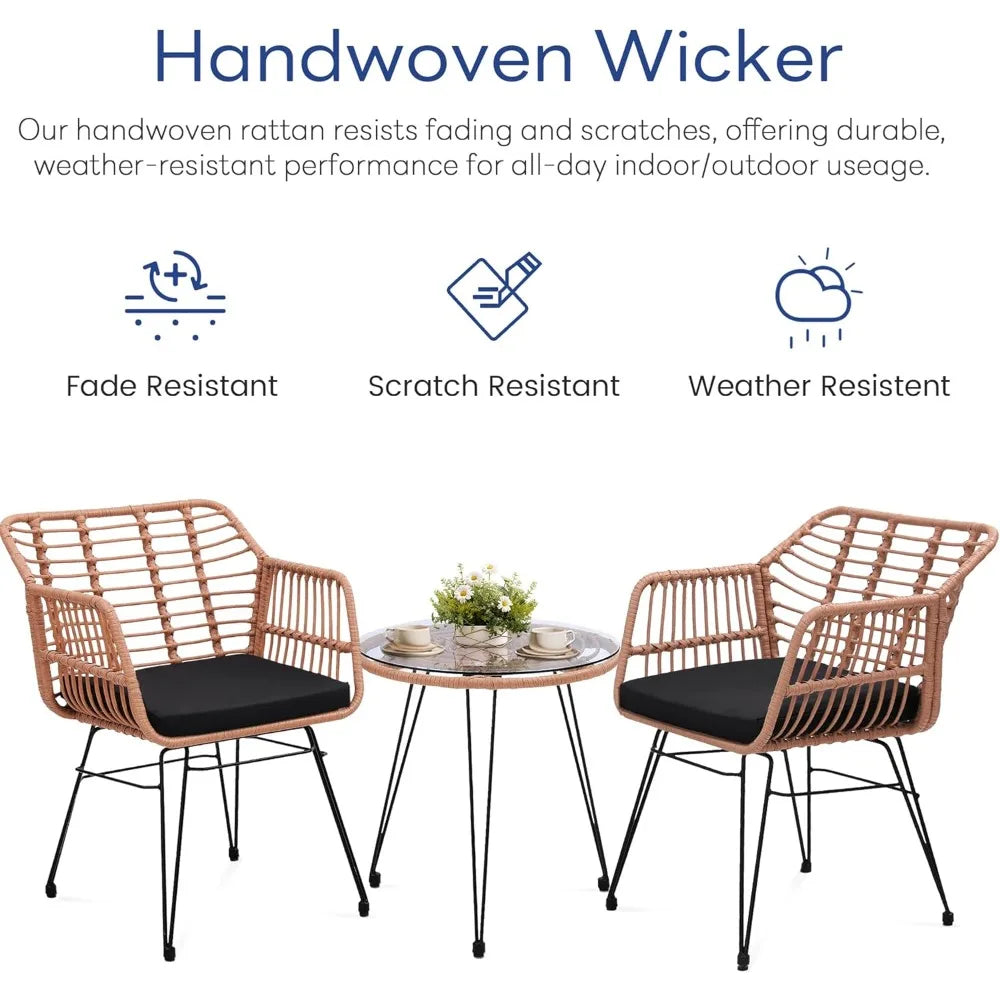 3 Piece Wicker Patio Furniture Set