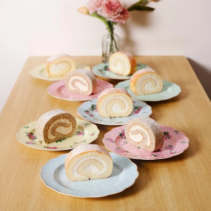 Porcelain Floral Plates, Set of 8