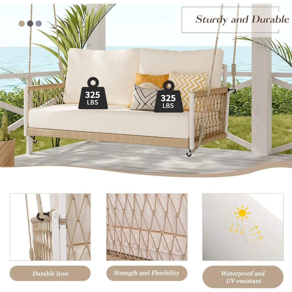 Patio Swing Sofa with Soft Cushions and Pillows