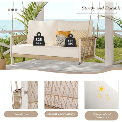 Patio Swing Sofa with Soft Cushions and Pillows