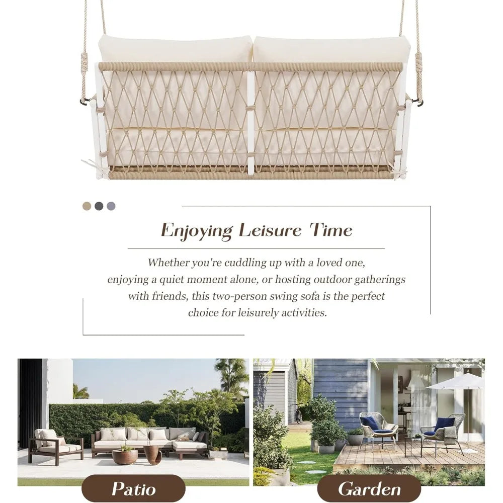 Patio Swing Sofa with Soft Cushions and Pillows