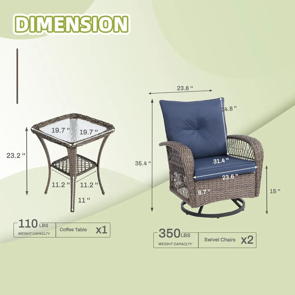 Wicker Sectional Swivel Rocker Glider Chairs Sets