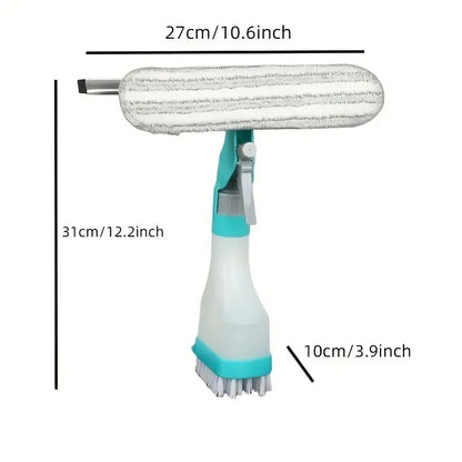 1pc 4 In 1 Multifunctional Glass Wiper With Spray Bottle, Scraper, Scrub Brush, And Creative Cleaning Brush For Floor Wall Tile