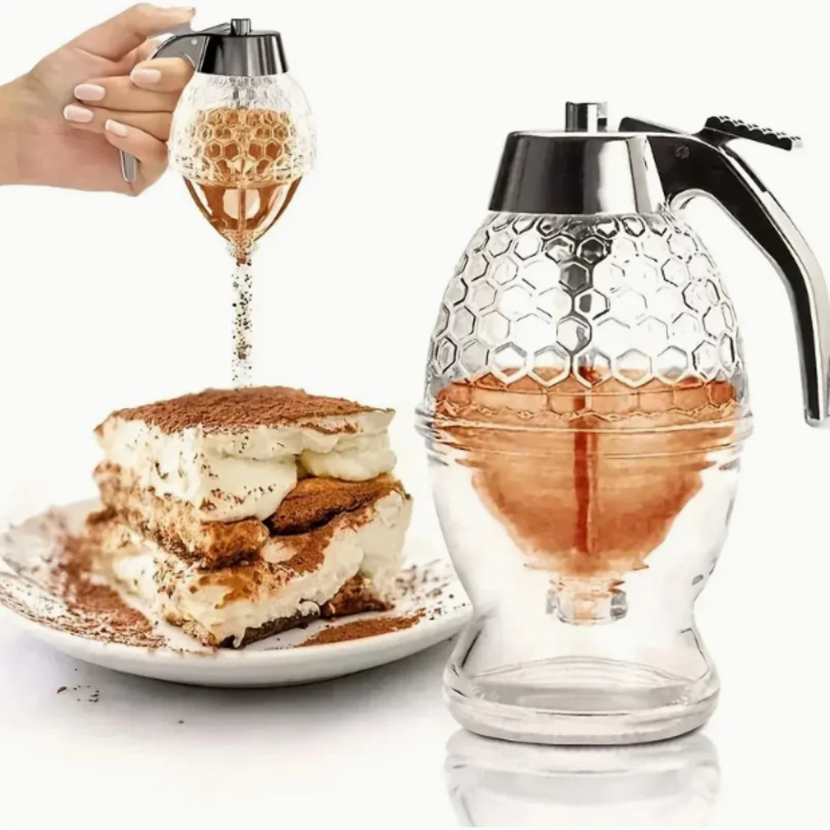 Eco-Friendly BPA-Free Honey & Syrup Dispenser with Drip-Free Spout, Reusable for Sauces, Liquids, Seasonings, Easy Hand-Wash Kit