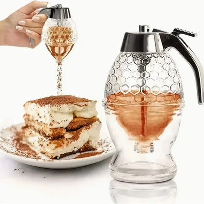 Eco-Friendly BPA-Free Honey & Syrup Dispenser with Drip-Free Spout, Reusable for Sauces, Liquids, Seasonings, Easy Hand-Wash Kit