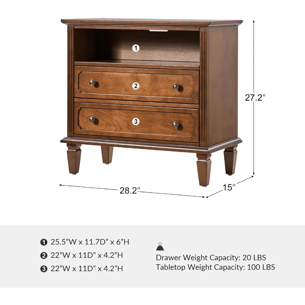 Rustic Bedside Table with Wireless Charge