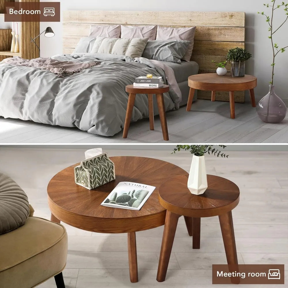 Farmhouse Round Coffee Table Set of 3