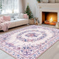 Gnizama Pink Butterfly Living Room Large Area Rug, Washable Vintage Floral Living Room Rug, Bedroom Large Area Rug
