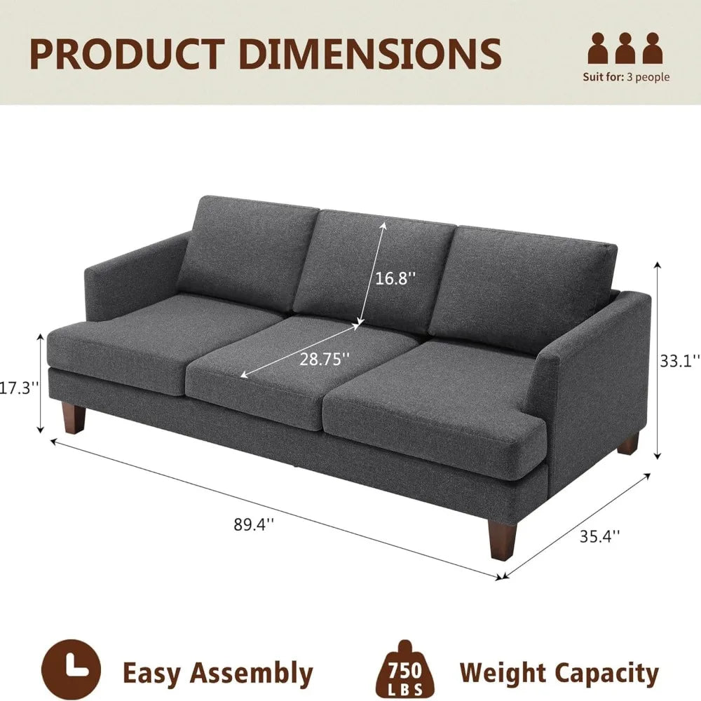 3 Seater Sofa Couch with Deep Seats